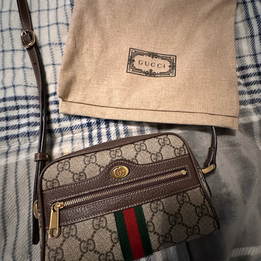 Gucci Beige and Brown GG Crossbody Bag